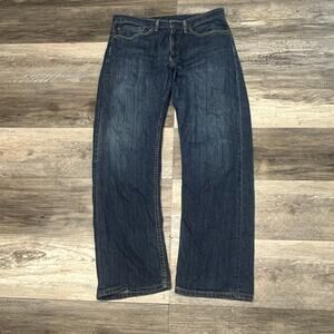 Levis 505 Mid Wash Faded Blue Men 34x30 Regular Fit Straight Denim Jeans Red Tab